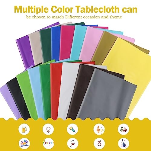 6 Pack Plastic Table Cloth 54" x 108", Disposable Tablecloths Rectangle Green