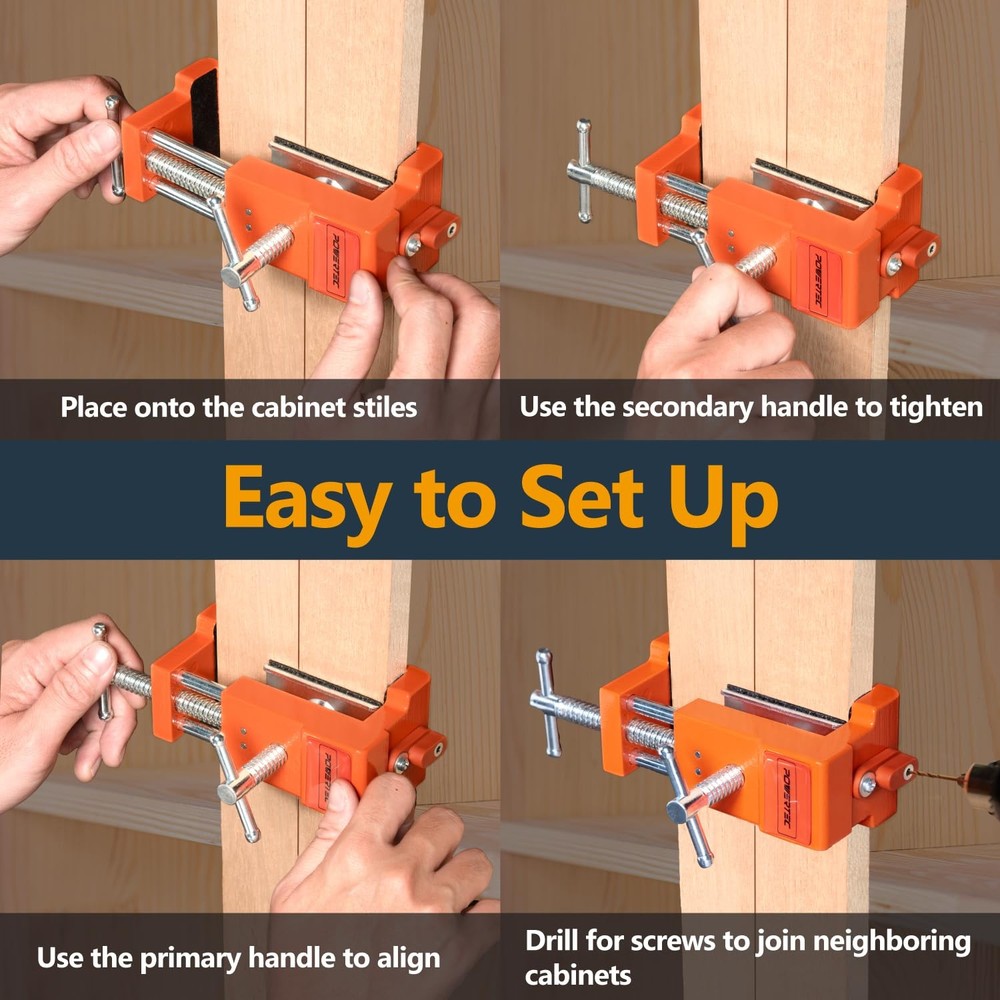 Cabinet Face Frame Clamps (2 Pack) - Cabinet Installation Tool with Drill Gui...