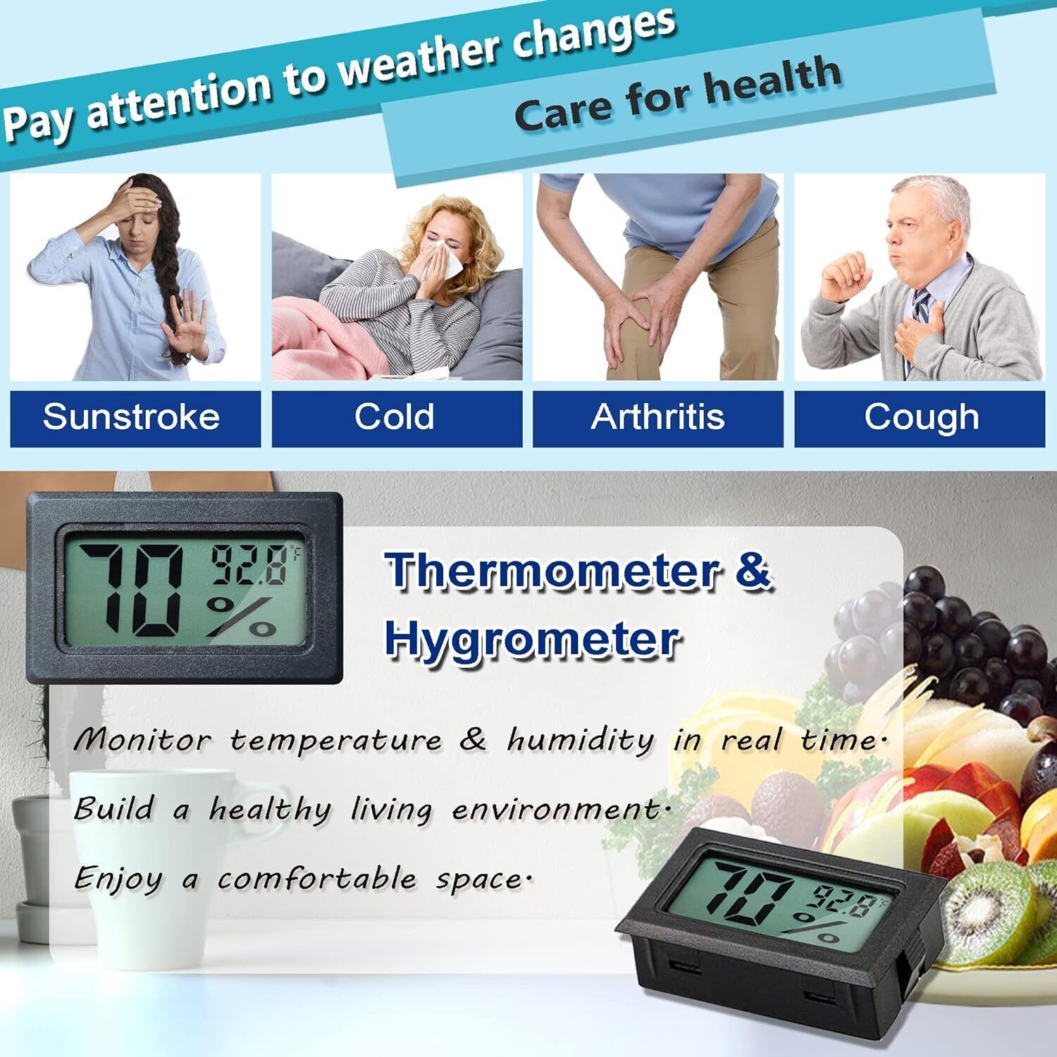 1-50 Pcs Mini Digital Indoor Thermometer Hygrometer Temperature Humidity Meter