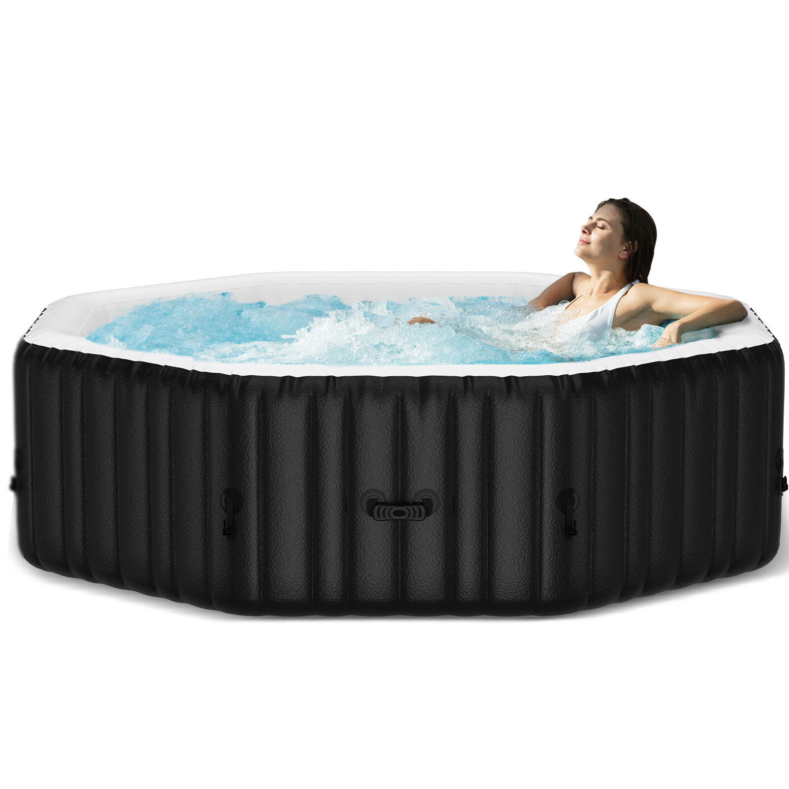 NAIZEA 6 Person Inflatable Hot Tub 75x75x25 Spa with 130 Soothing Jets and Cover