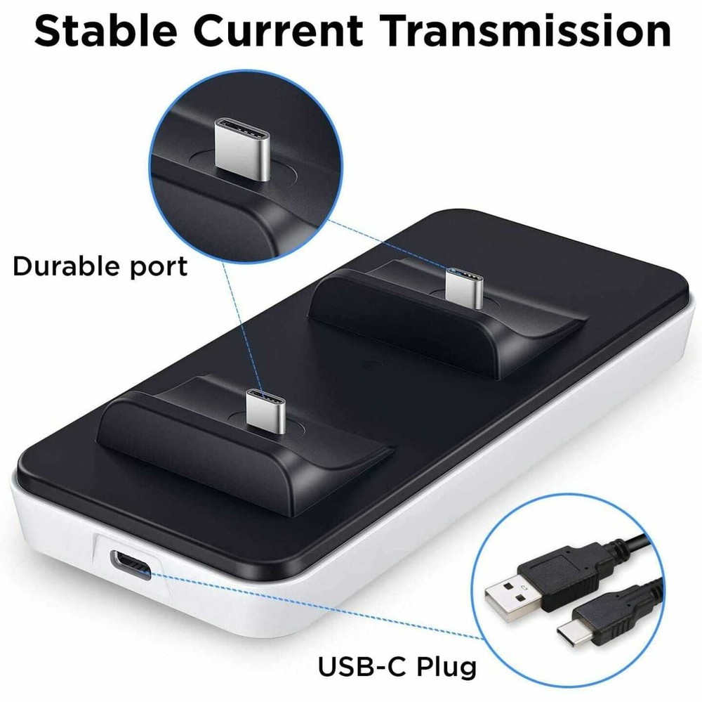 Dobe Dual PS5 Controller Fast Charging Dock, Compact and Lightweight, White