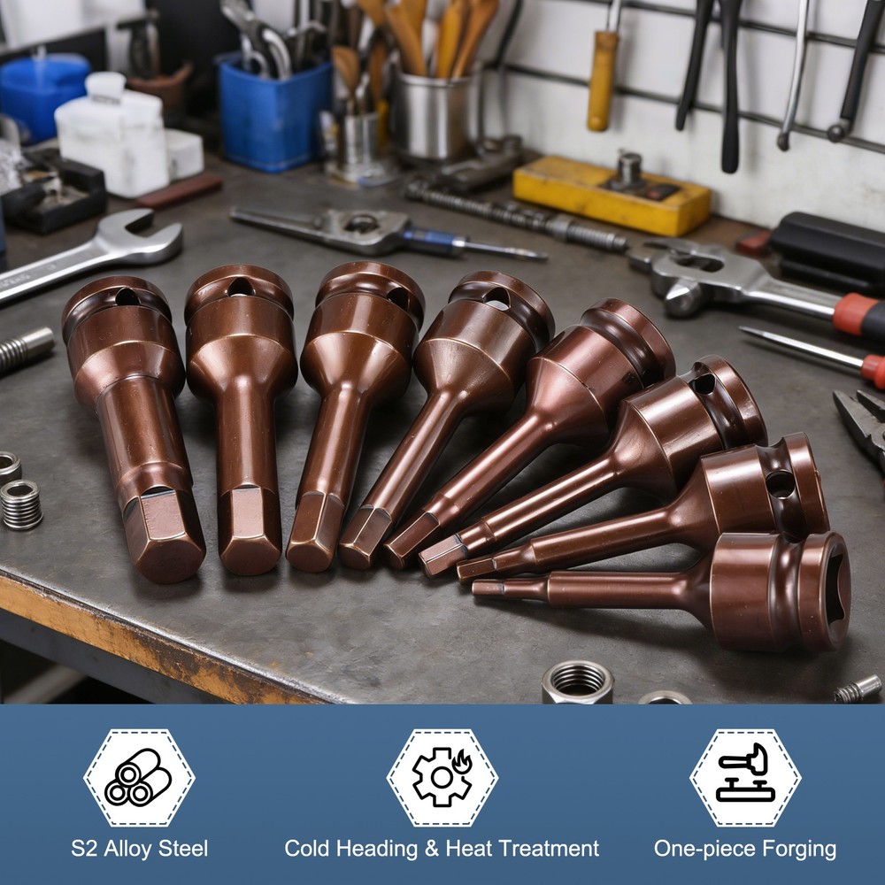 1/2" Drive Impact Hex Bit Socket 14mm S2 Steel 3" Length Hexagonal Socket