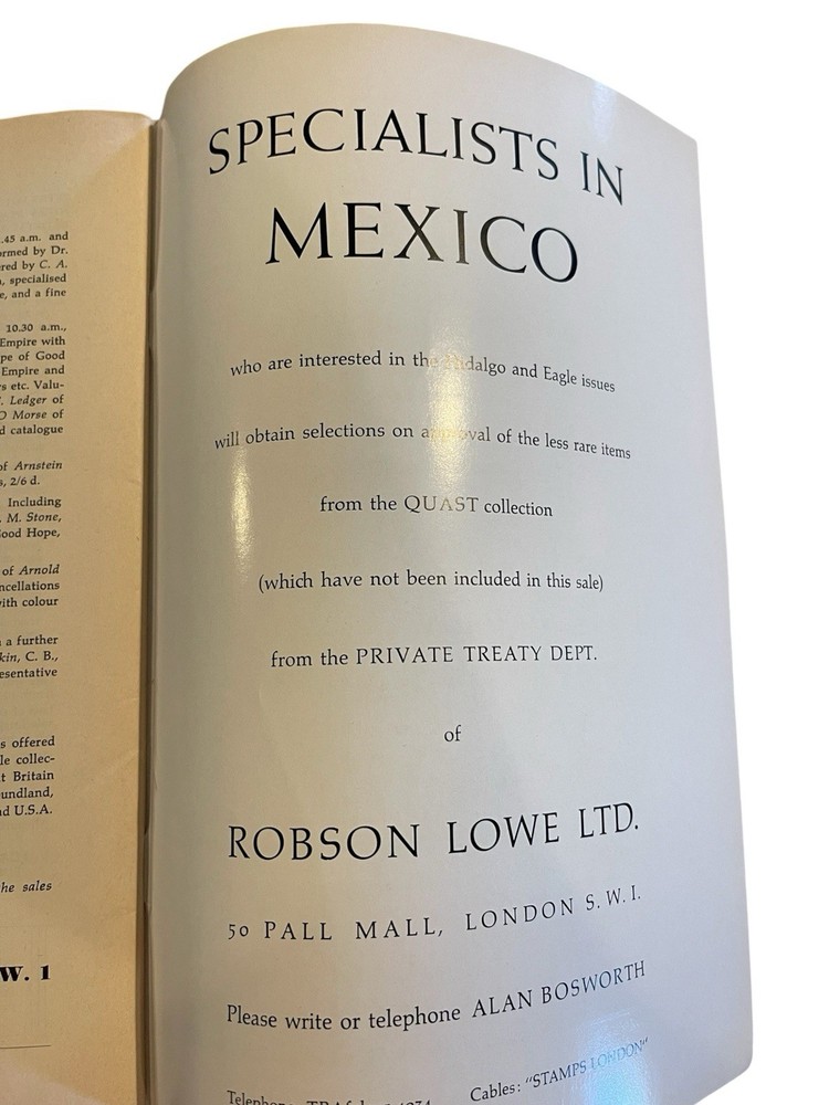 1960 Robson Lowe Mexico Auction Catalogue - Quast Hidalgo & Eagles Collection