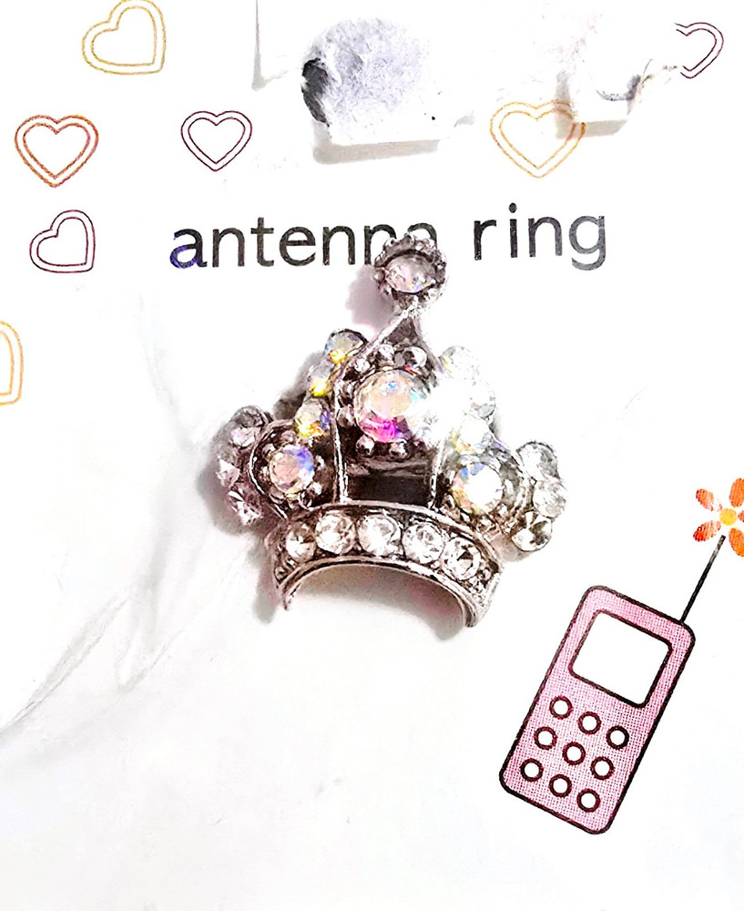 Antenna Ring Charm Rhinestone Crown