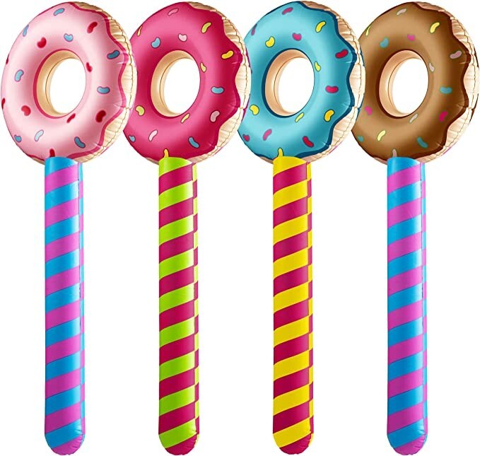 (4) Lollipop Suckers inflatable Birthday donut holes Wonka CANDYLAND valentine