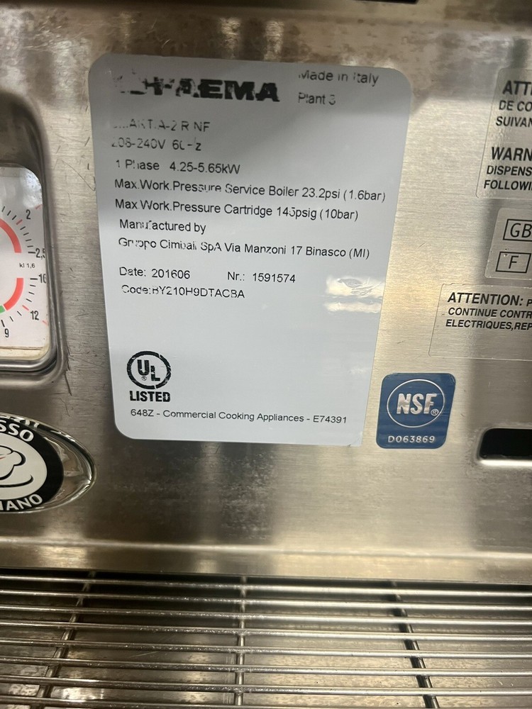 Faema Smart A/2 Fully Automatic Compact Commercial Espresso Machine.