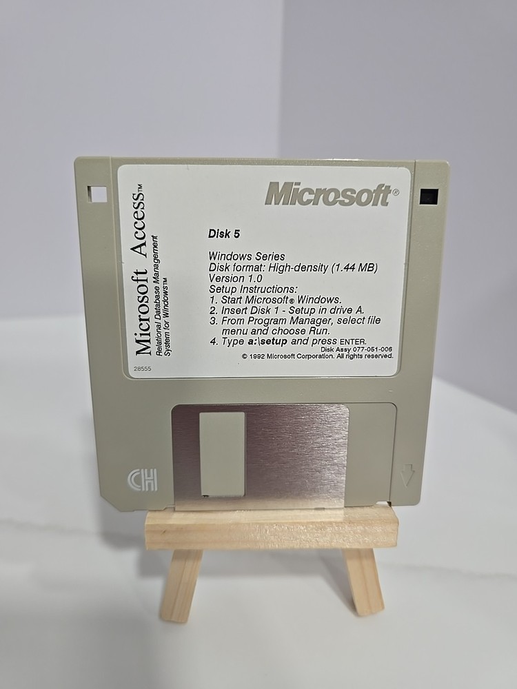 Microsoft Access for Windows 3.5" Disks 1-6 & ODBC Disk Microsoft 1992 MINT