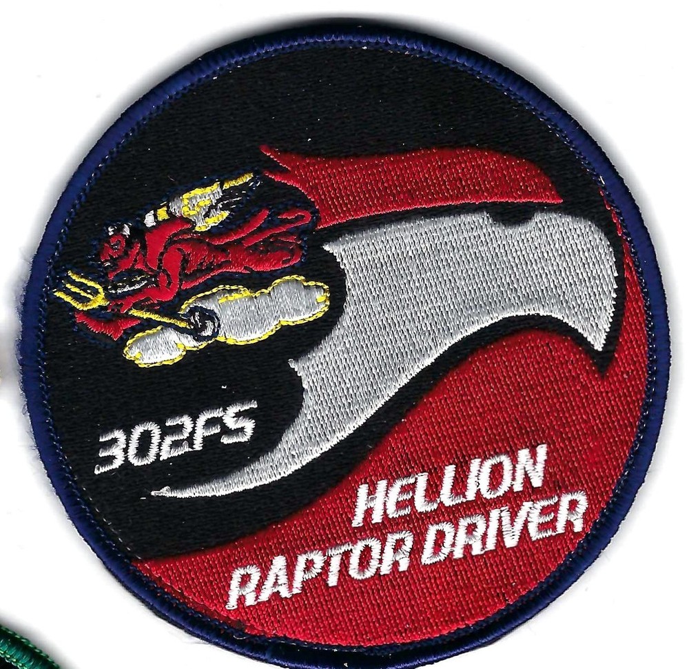 PATCH USAF 302ND FIGHTER  SQ HELLION RAPTOR DRIVER    JT57