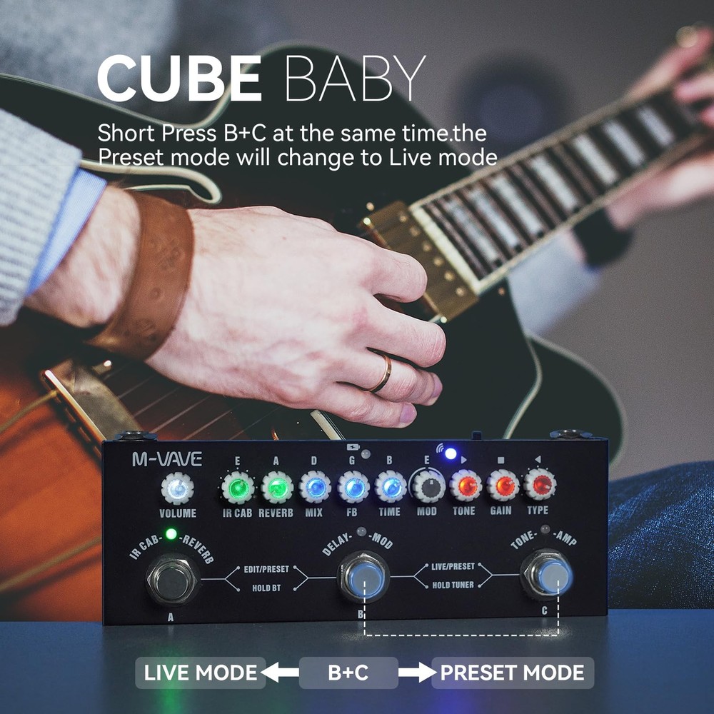 MultiEffects Guitar Pedal with Reverb, Delay, Chorus, Phaser & IR Loading