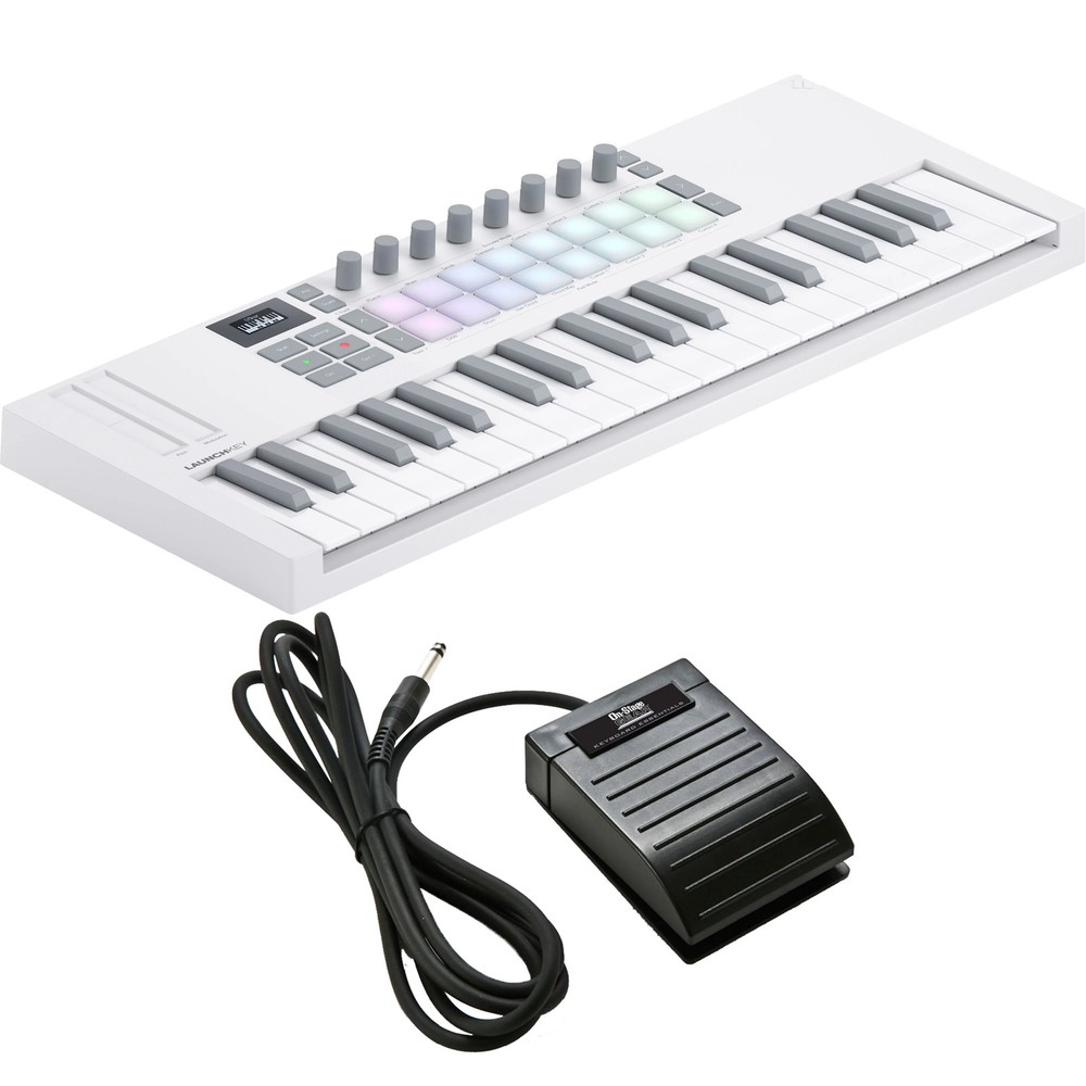 Novation Launchkey Mini 37 Mk4 Keyboard Controller - White PEDAL PAK