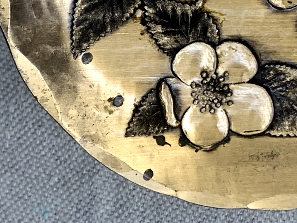 Wendell August Forge Solid Bronze Plate – Cherry Blossoms Design, Hand Made