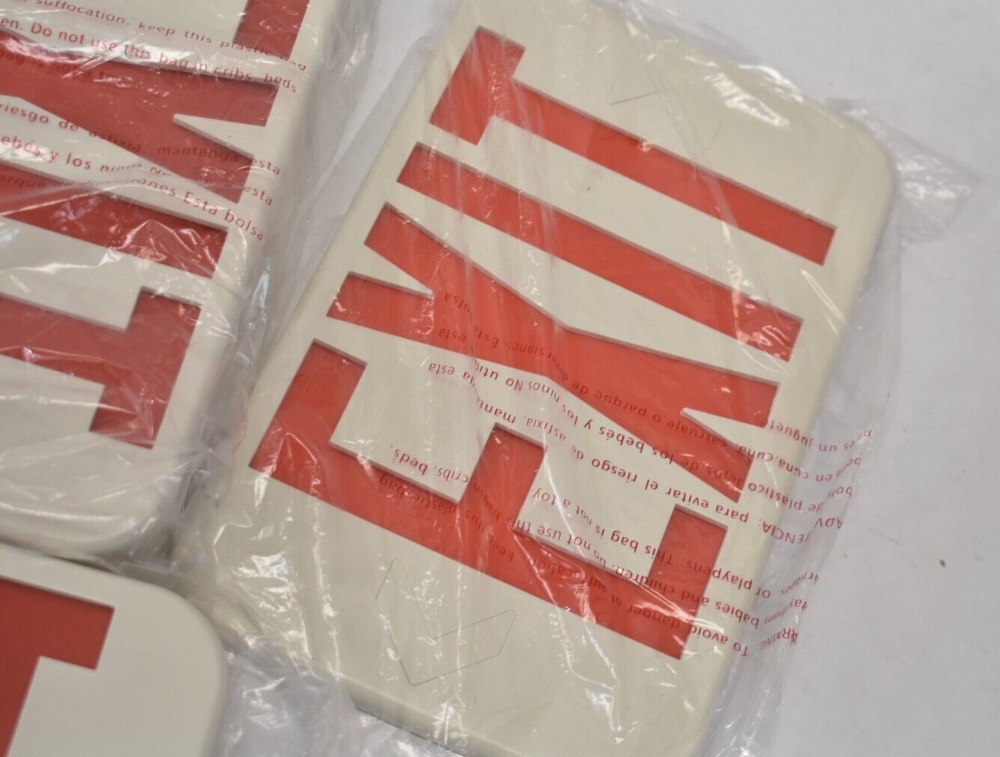 Lot of 3 LED Emergency Exit Signs w Replacement Panels Red/Beige Rectangular