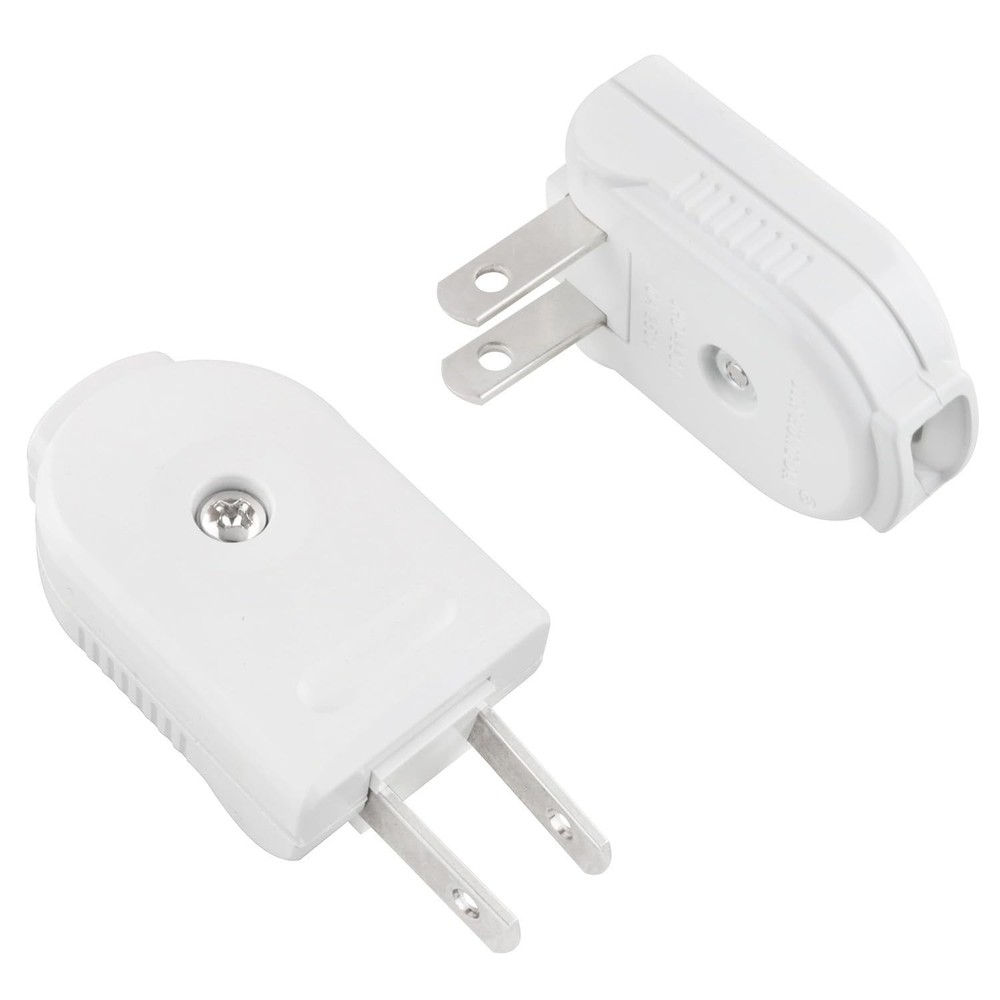 2PCS White Rotatable 2-Pin Plug Long Wire 2-Pin Plug Flat Wiring Plug Electri...
