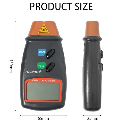 Portable Digital Laser Tachometer with Wide Measuring Range, 5-Digit Display