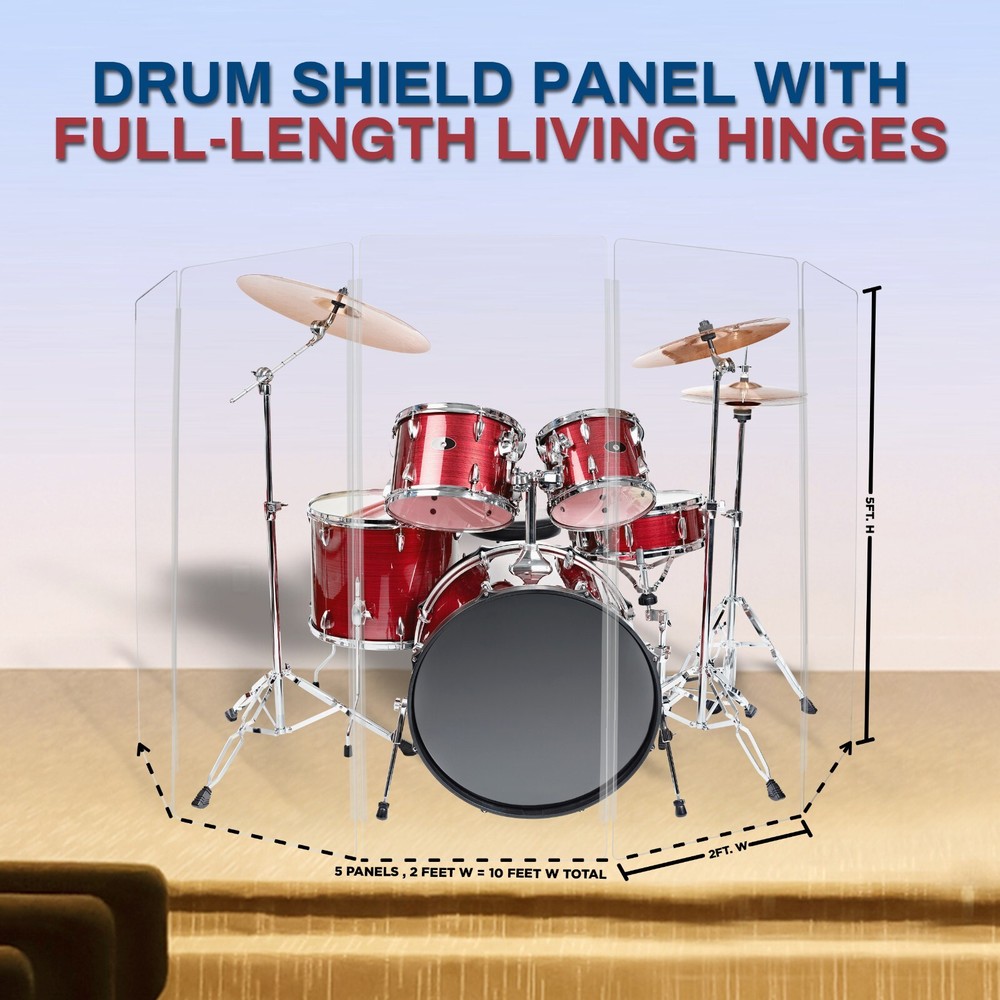 Drum Shield/Drum Screen Panels 5 Panels 2ftX5ft with Flexible Hinges