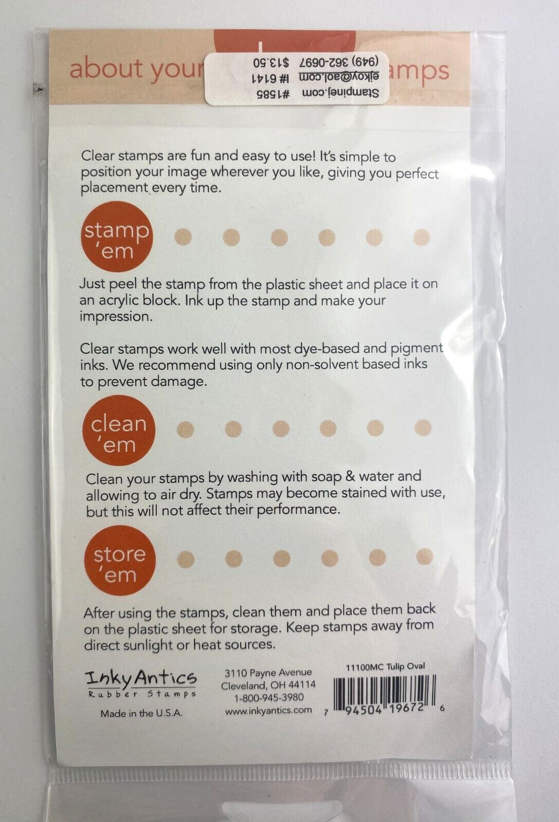 Inky Antics Rubber Stamps - TULIP OVAL - 11100MC - Clear