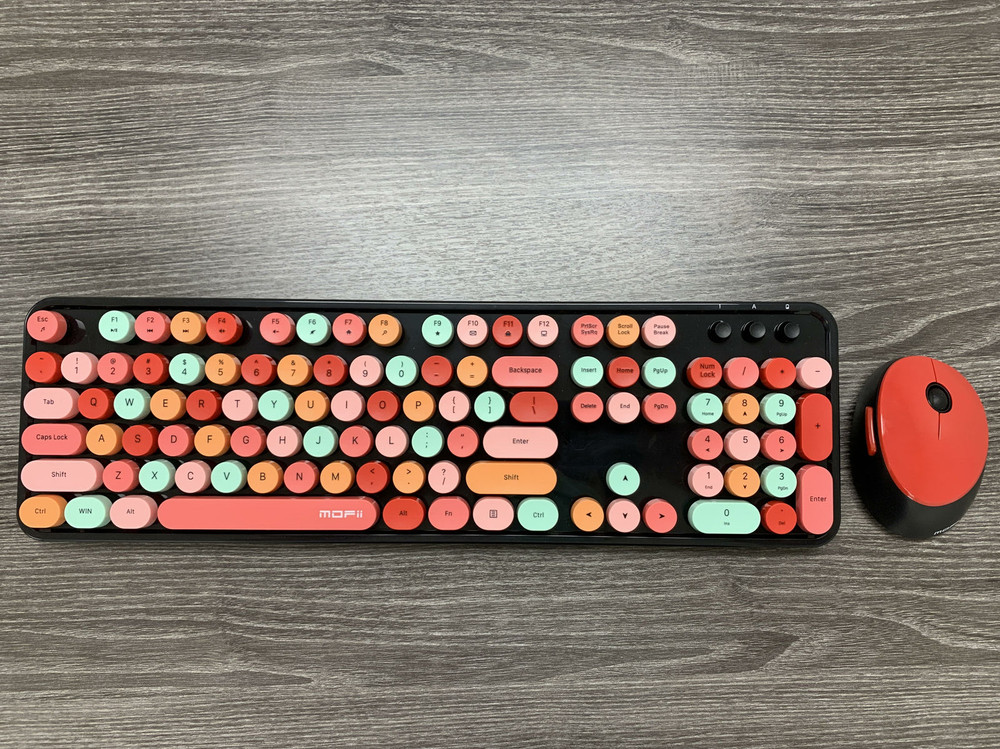 Mofii Wireless Keyboard and Mouse Combo, Multi Color Round Keys, PC/Laptop/Mac