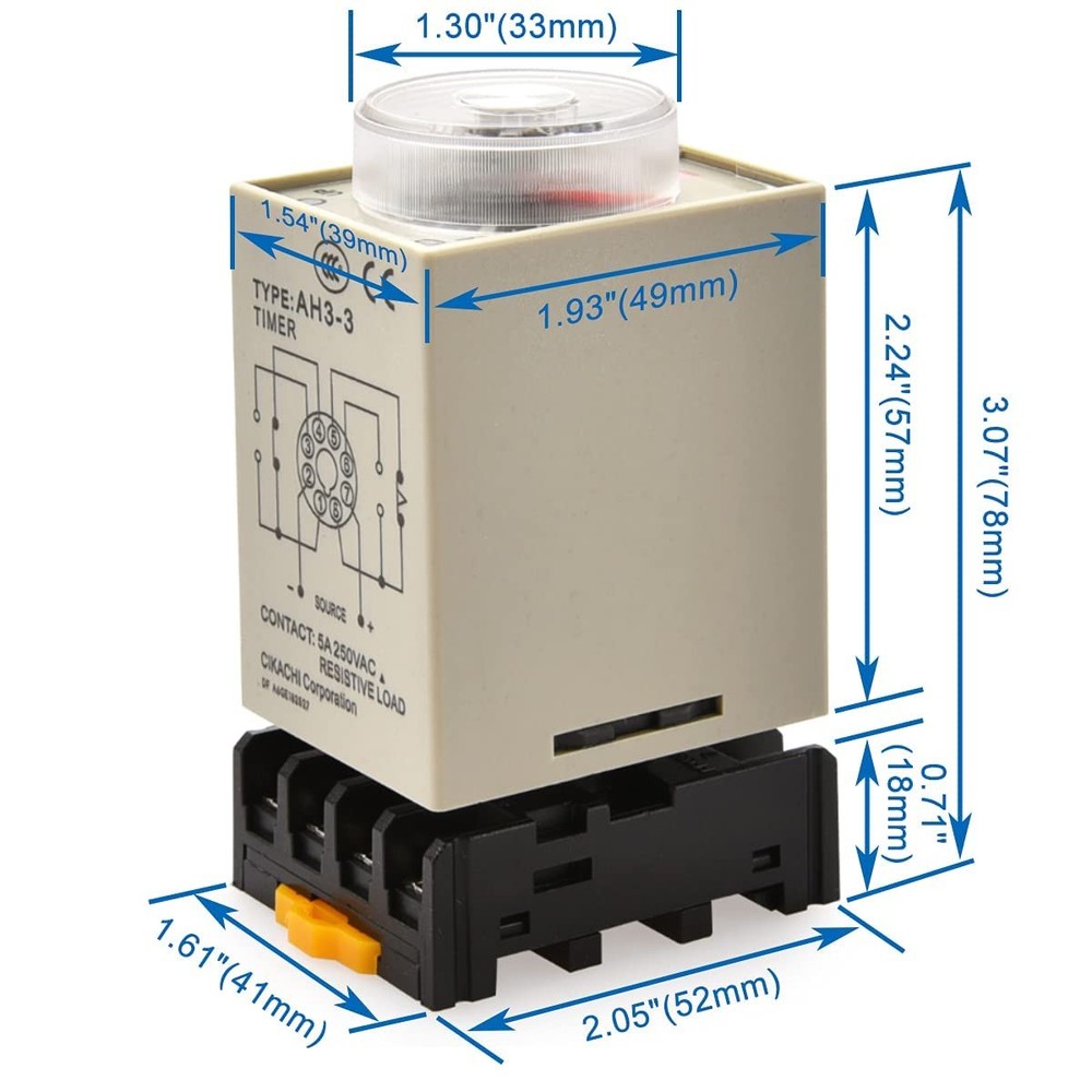 Baomain AC 110V AH3-3 Time Delay Relay Solid State Timer 8 Pins 60S with...