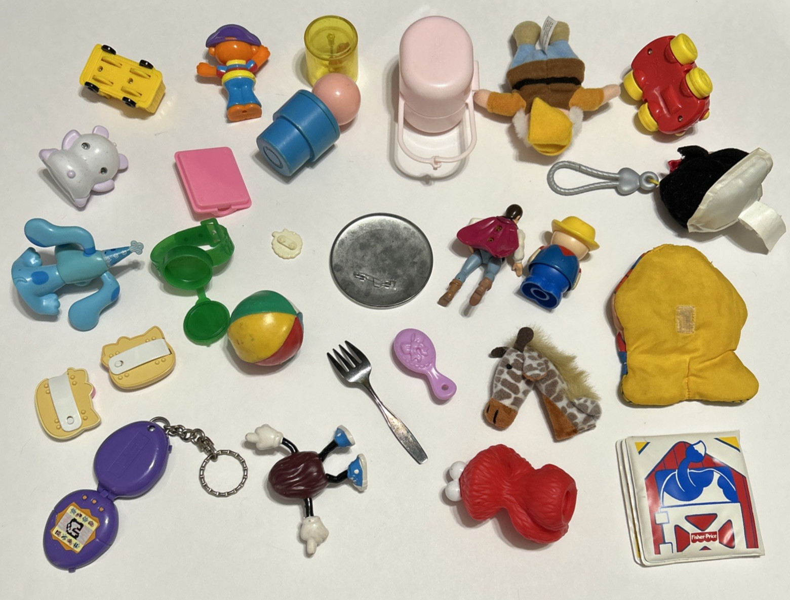 25pc VTG 90s Toy Junk Drawer Lot Elmo Ernie Farmer Hamster Raisin Happy Meal Toy