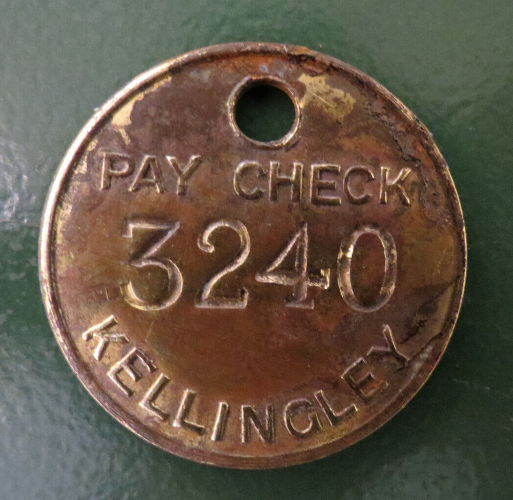KELLINGLEY Colliery Pit Check - marked PAY CHECK 3240 KELLINGLEY