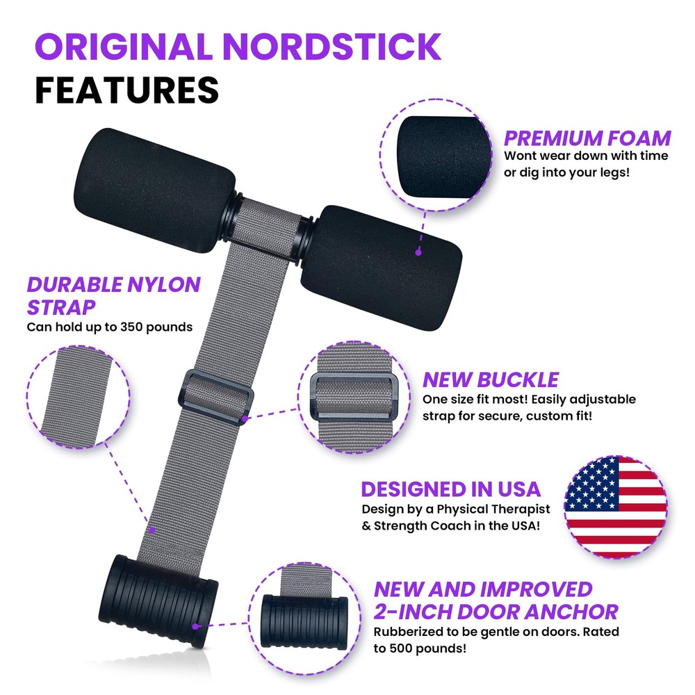 Nordic Hamstring Curl Strap 350lb Capacity for Home Travel Core Training