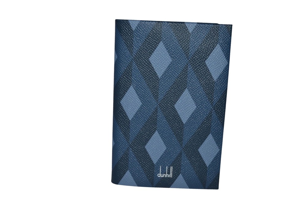 Dunhill Cadogan A6 Leather Note Book Navy Engineturn Pattern Brand New