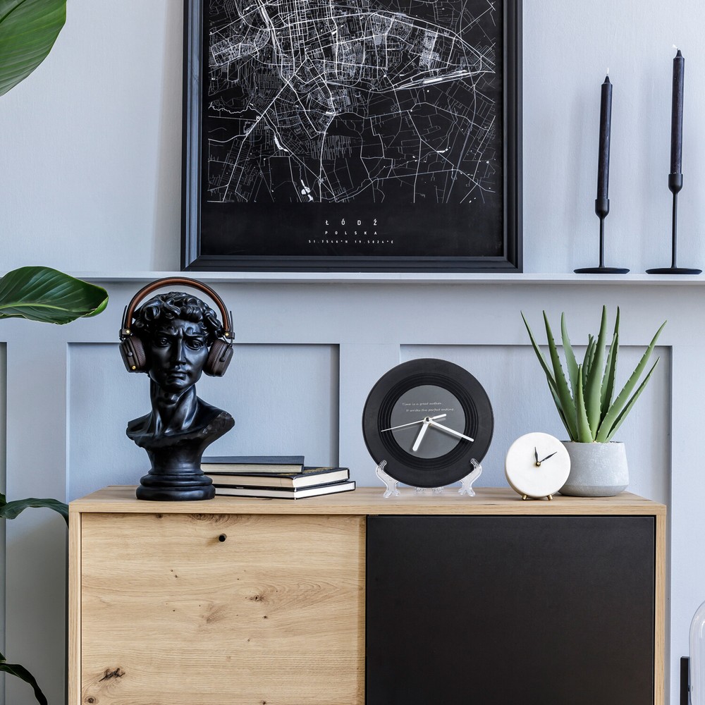 Customizable Text - Personalized Vinyl Record Style Silent Movement Quartz Clock