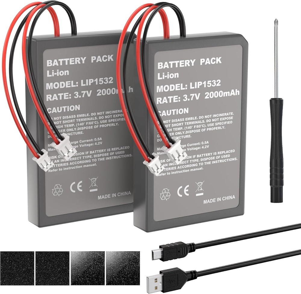 2 Pack 2000mAh Batteries for PS4Pro/PS4Slim Controller,Replacement Lithium Ba...