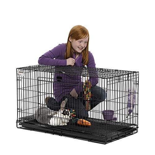 Spacious Black Rabbit Habitat Cage Easy Assembly One Hand Operation Midwest
