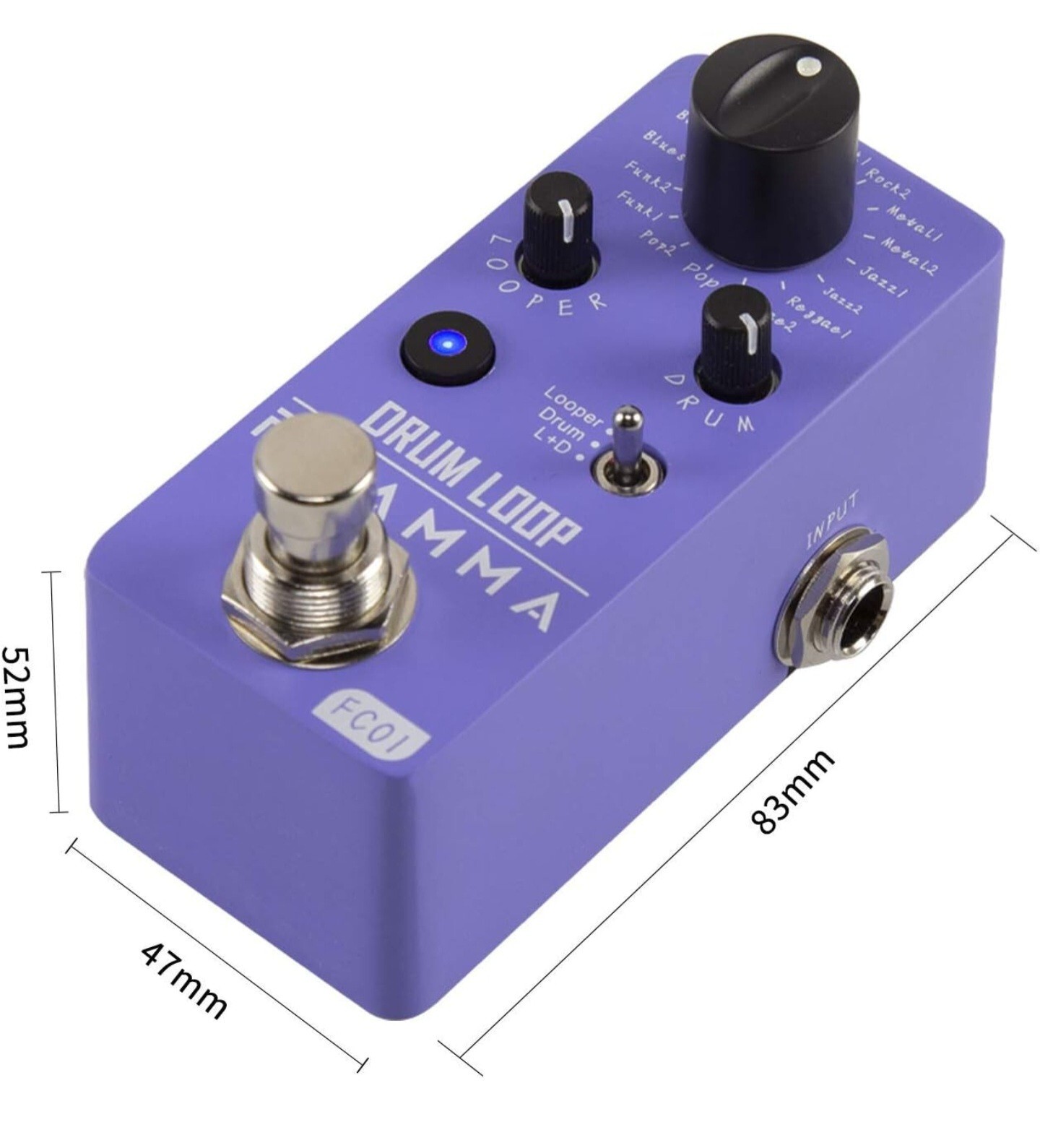 FLAMMA FC01 2in1 Drum Machine Phrase Loop Pedal 16 Drum Groove 20 Minutes Looper