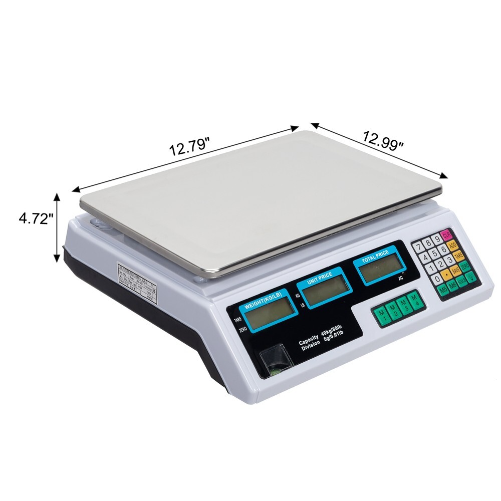 ACS-30 40kg/5g Digital Price Computing Scale for Vegetable US Plug Silver &White