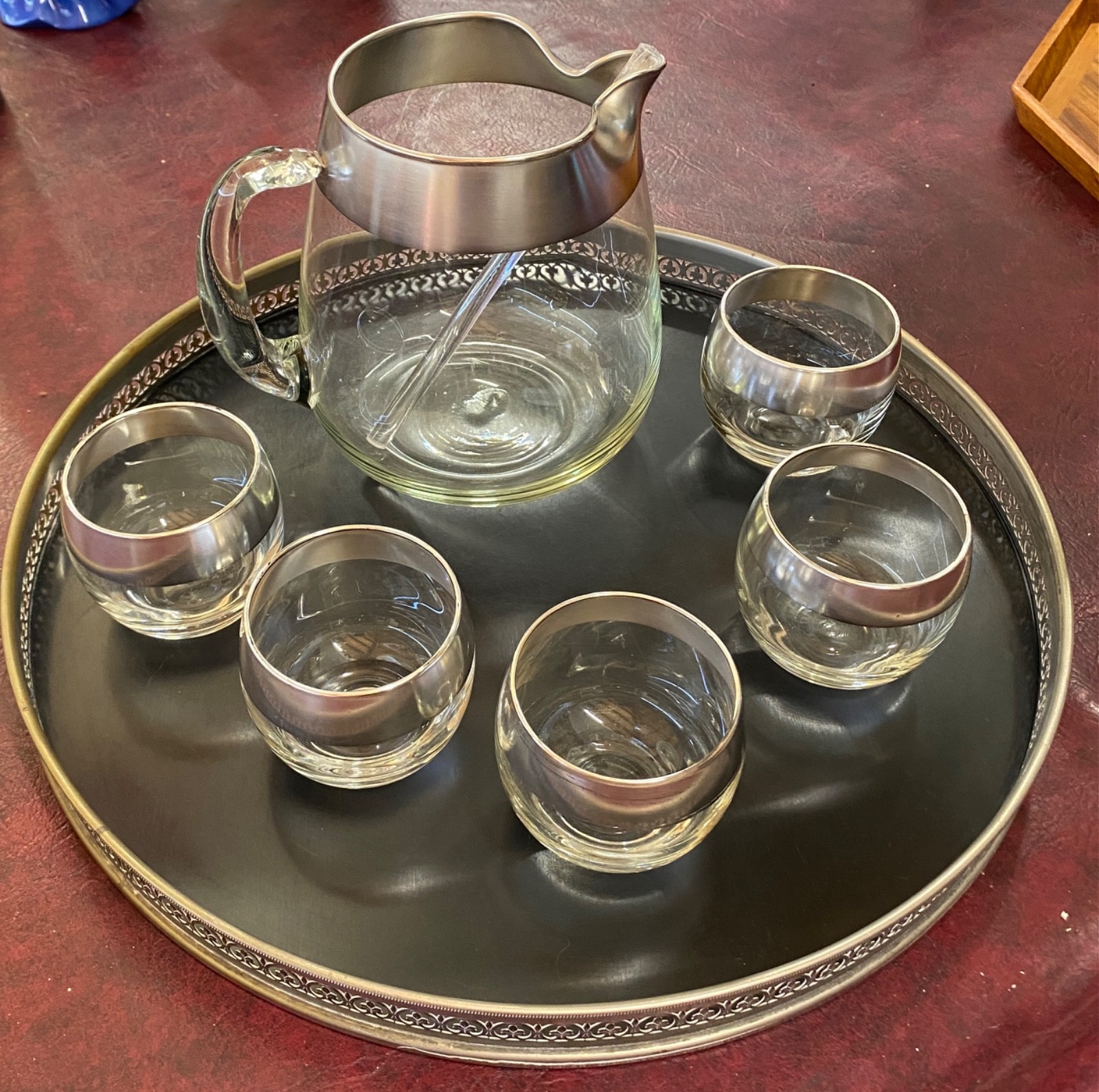 VTG William Adams Towle Serving Tray 16" Italy Silver Plate Black Formica