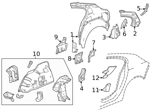 Genuine GM Driver Side Body Side Inner Panel 22859647