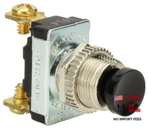 Fastronix 6A AC/DC Momentary Push Button Switch with Screw Terminals Black