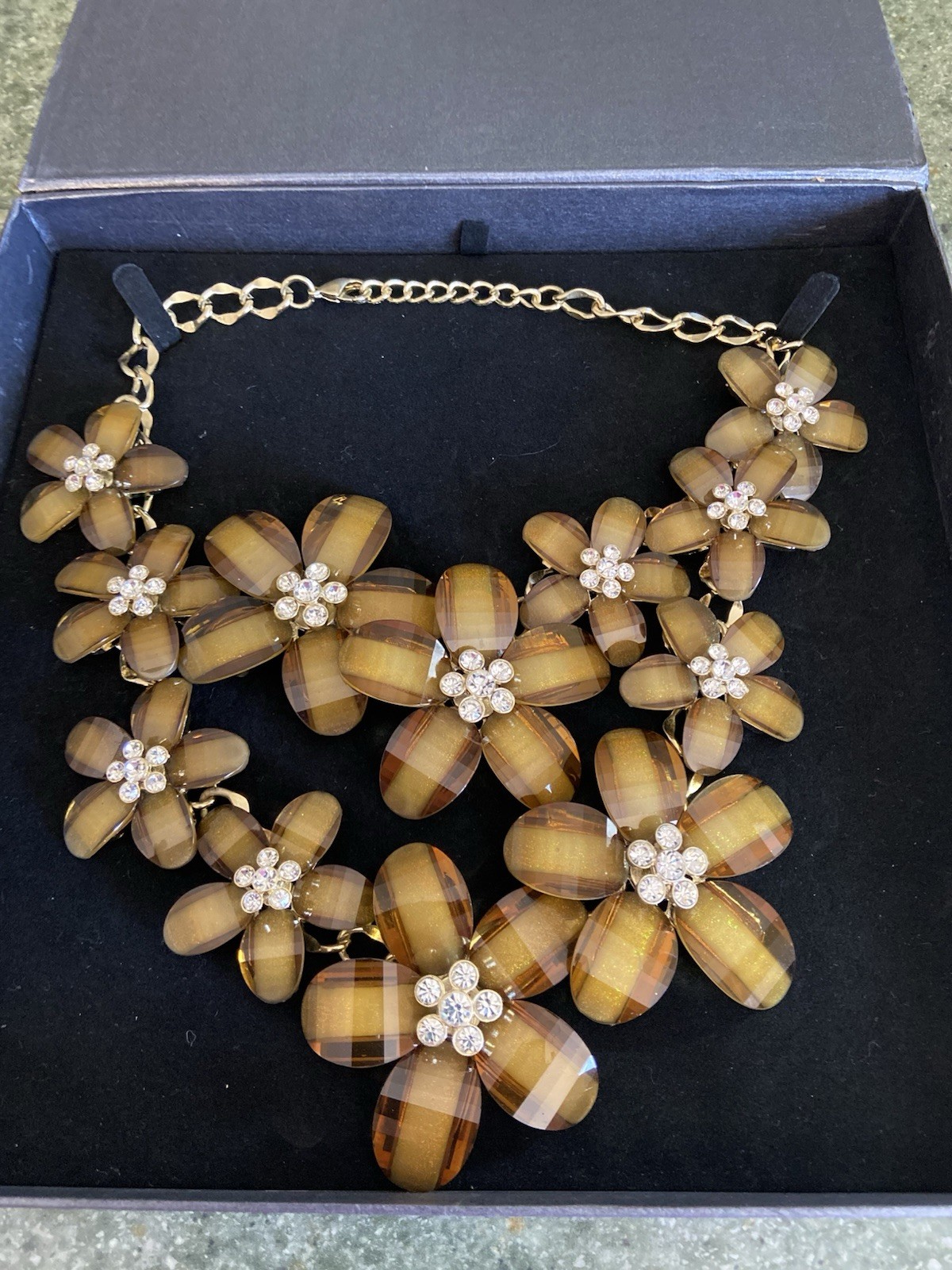 CZ FOR KENNETH J LANE Huge Topaz Flower Bib Necklace In original box new