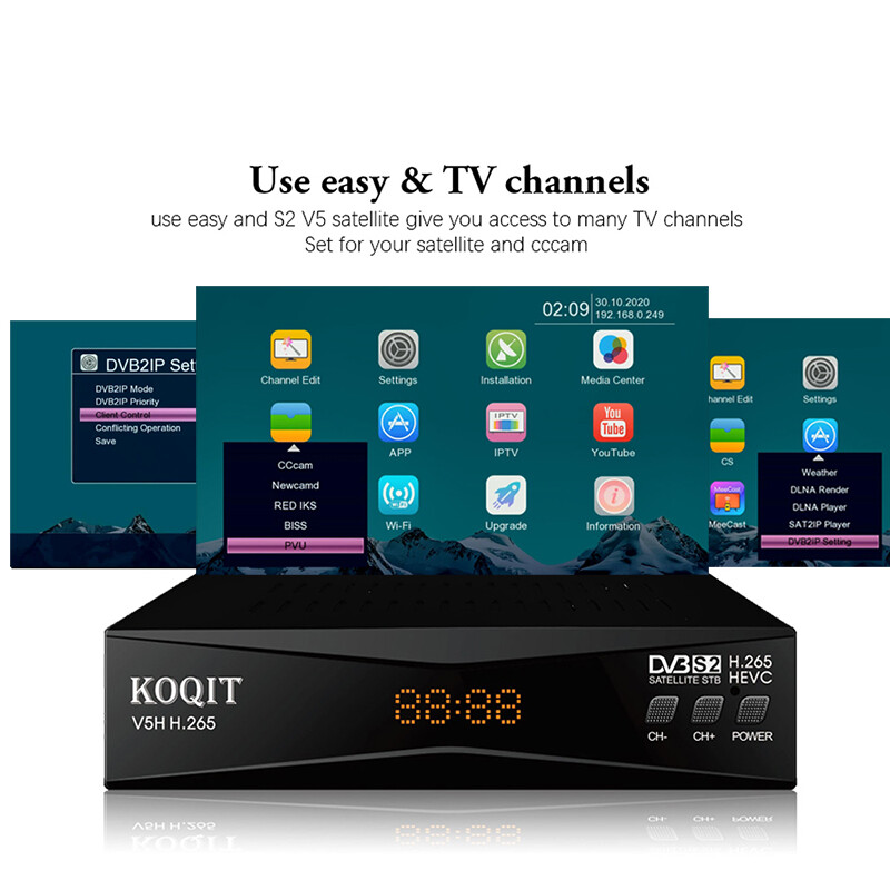 H265 FTA Satellite Receiver Decoder HD DVB-S2 MeeCast Tv Box PVR EPG USB Capture
