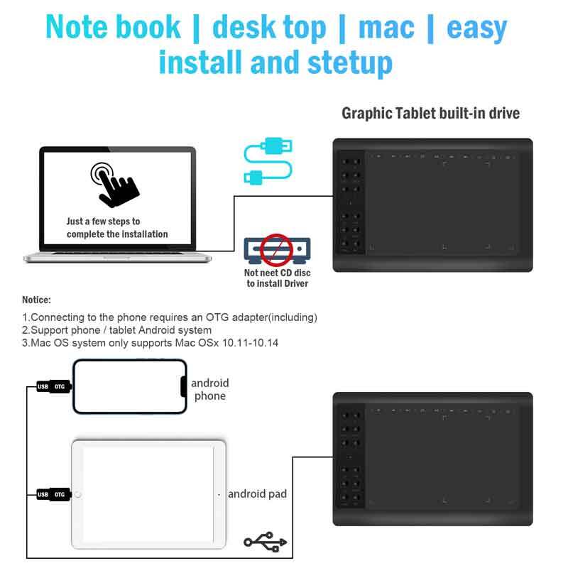 Digital Graphic Drawing Tablet with Screen Pen Display 22 Shortkey for Android