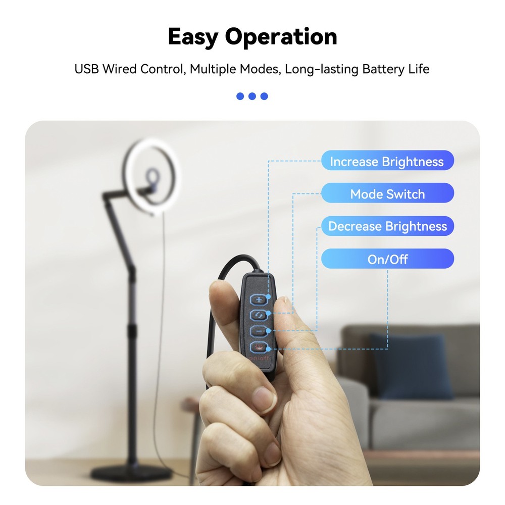 Mobile Video Live Broadcast Bracket Ring Fill Light Three Levels Remote Controll