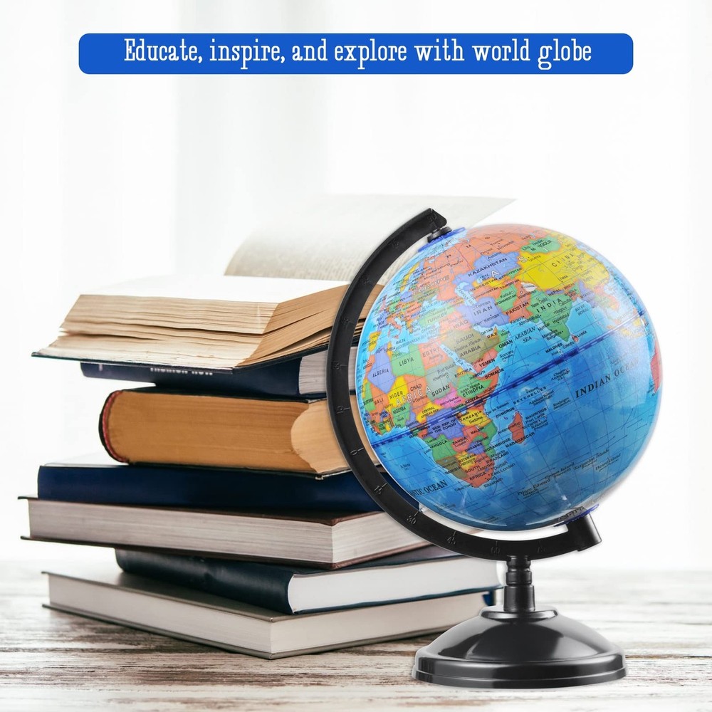 World Globe for Kids Learning 6 inch Interactive Earth Globe with Stand for ...