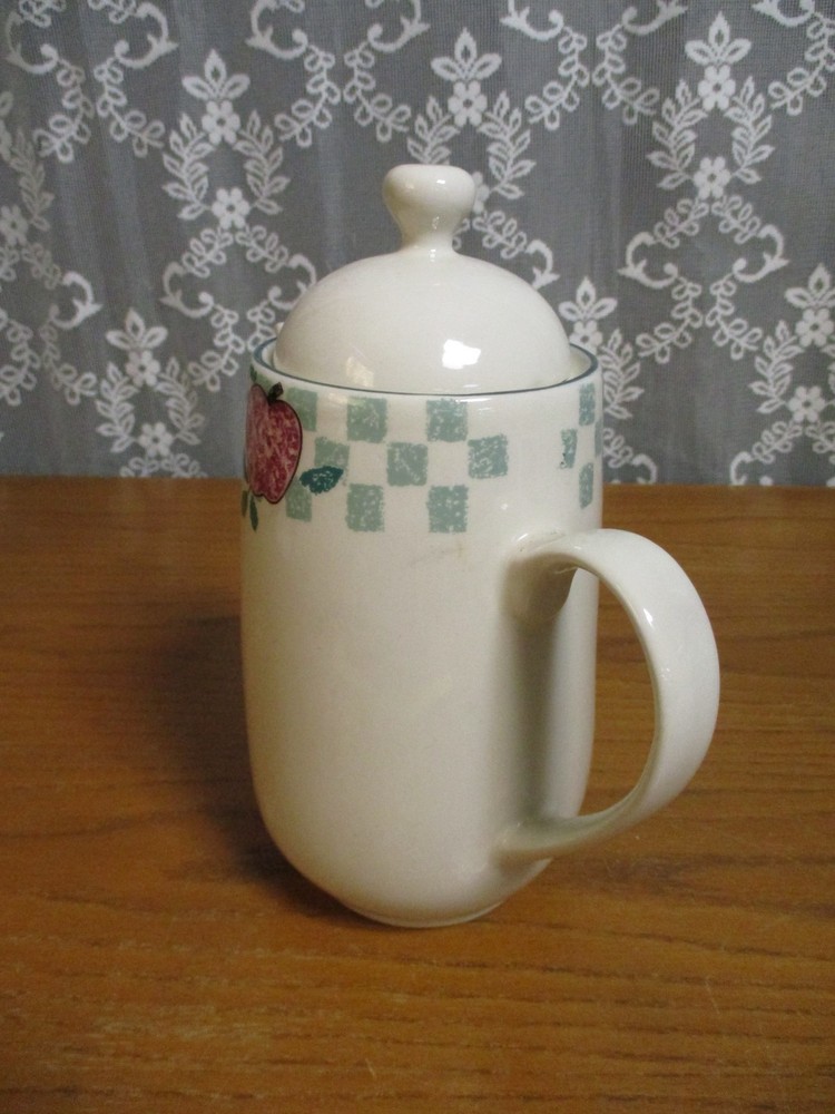 Tienshan Tea/Coffee Pot - Stoneware - Spongeware - Red Apple