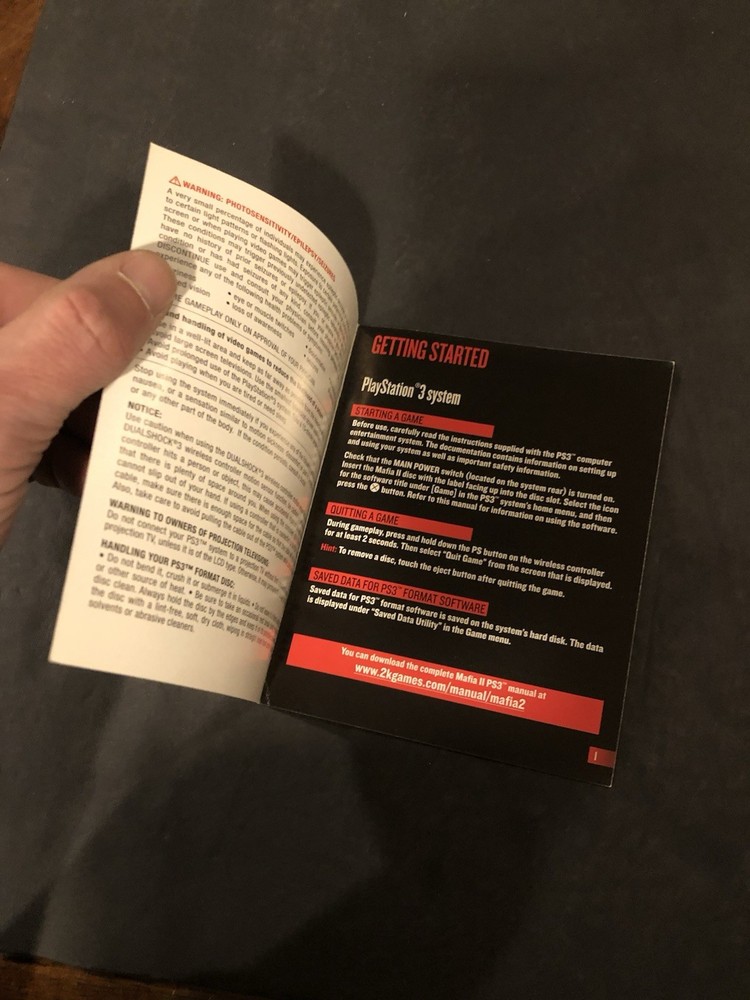 mafia 2 ps3 Manual Only