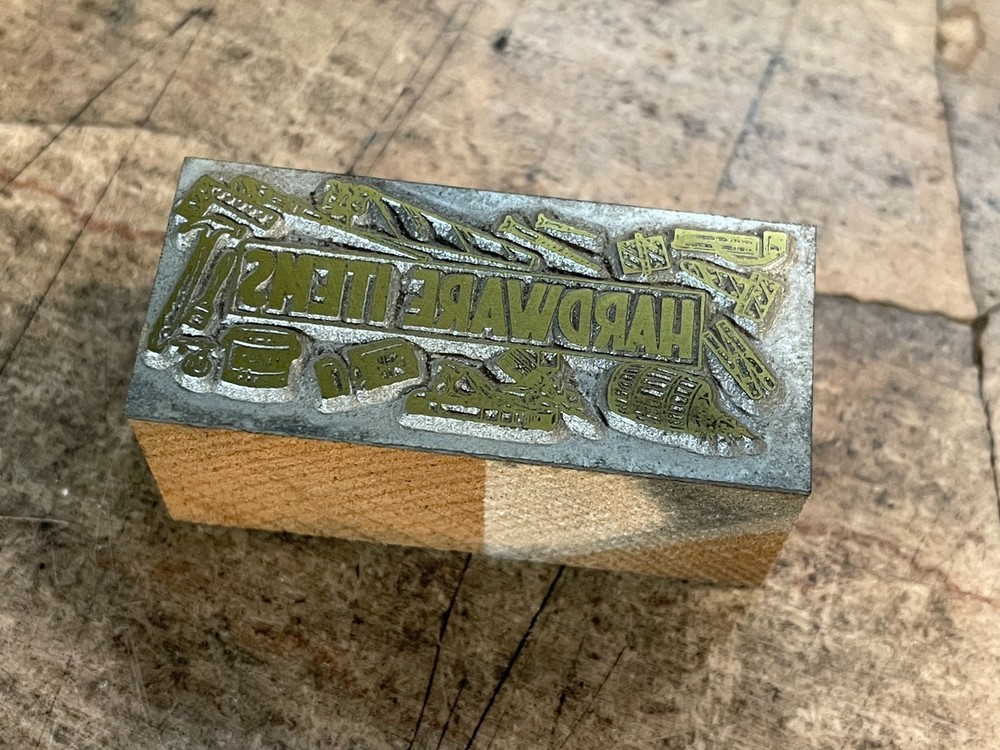 Printing Letterpress Printers Block 'Hardware Items' Header Mercantile (1054)