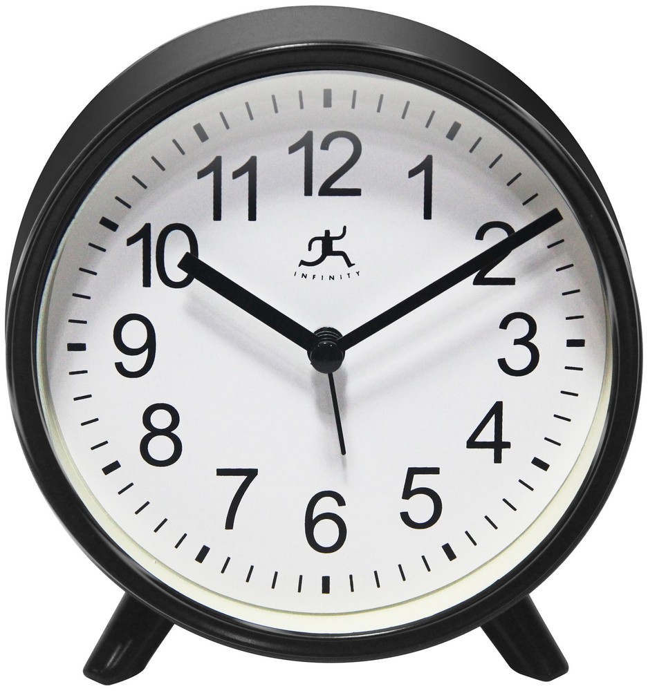 Infinity Instruments Plastic 5.75" Indoor Tabletop Alarm Clock with Quartz Mo...