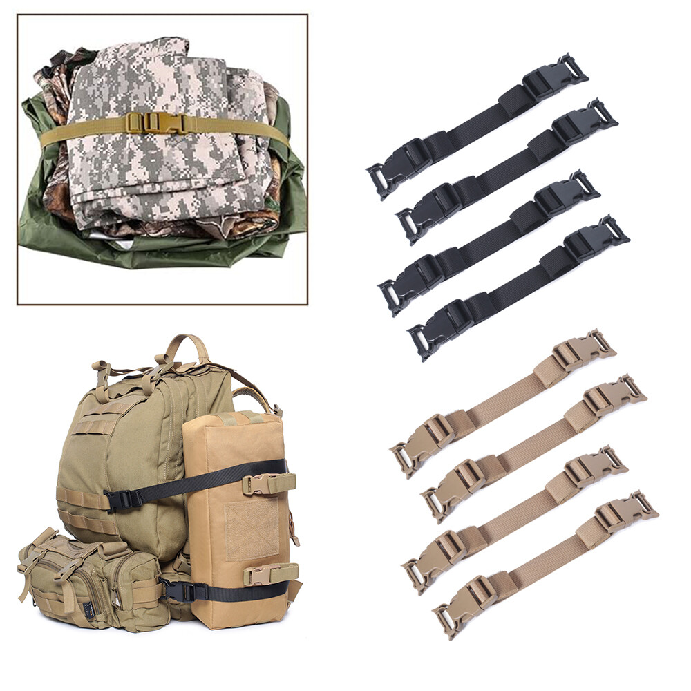 4pcs Tactical Molle Fixed Strap Backpack Straps Nylon Accessories with Buckle