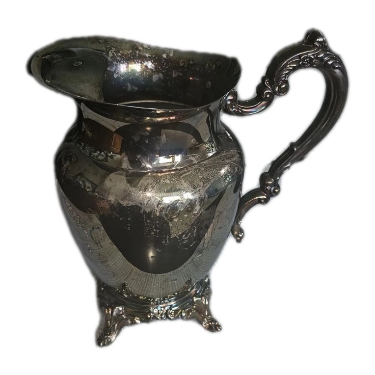 Vintage Oneida Silver Plate Water Pitcher 9" Footed with Ice Guard
