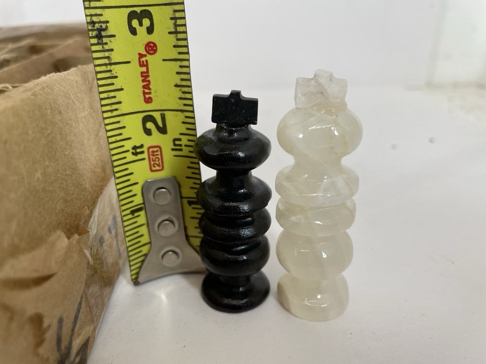 Vintage Marble & Onyx Chess Set Complete