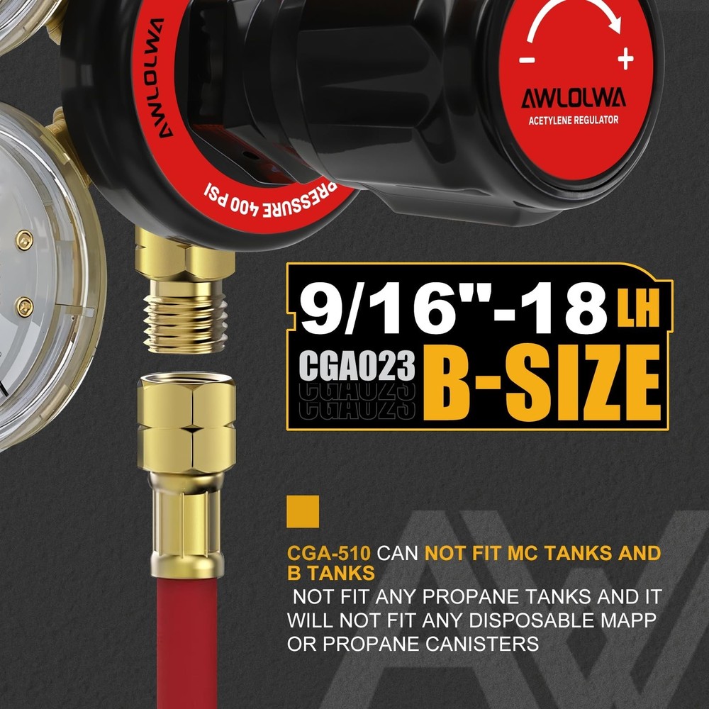 Oxygen & Acetylene Regulators - Compatible with Medium Duty Welding Gas Torch...