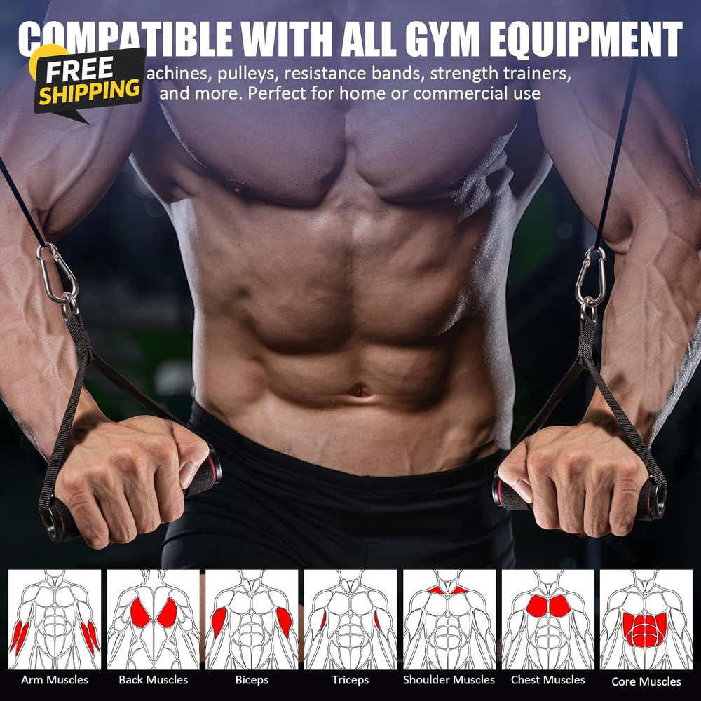 2 Pack Upgraded Exercise Handles, Gym Equipment for Cable Machine Attachments