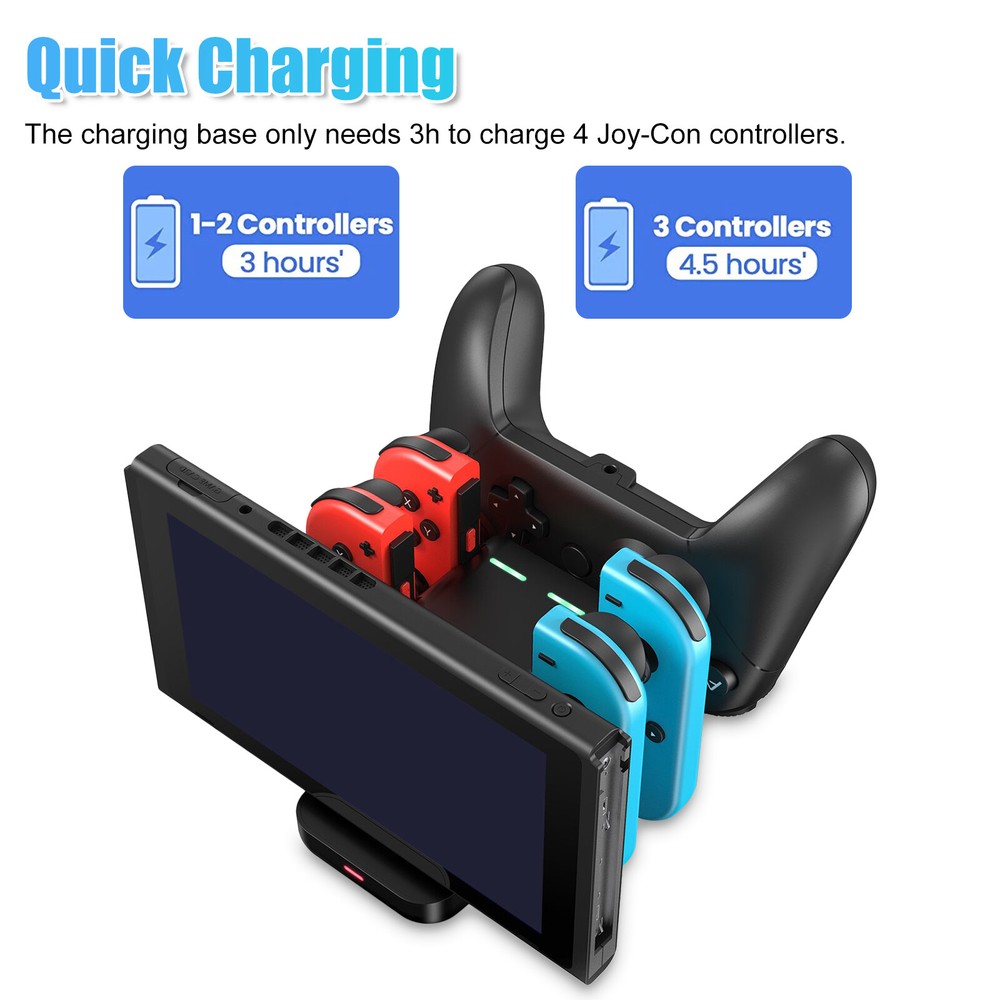 6-in-1 Charging Dock Charge Stand Station for Nintendo Switch Joy-Con Controller