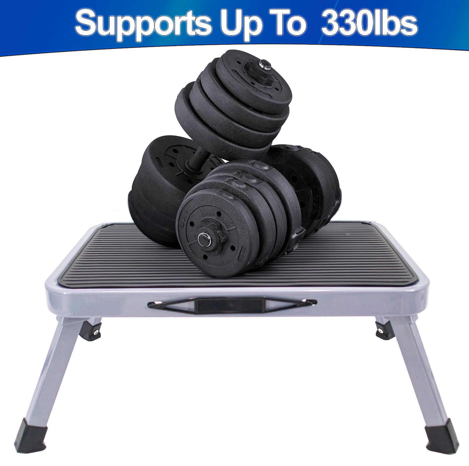 Step Stool Portable Folding Metal Foot Stool Compact One Step Ladder for Kitchen